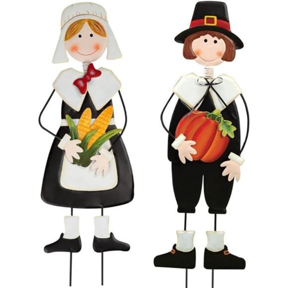 Pilgrim Boy and Girl Metal Lawn Stakes Set - Picture 4 of 4